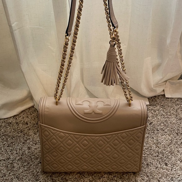 Tory Burch Purse - Fleming Blush/Cream Matte Convertible Shoulder Bag - Picture 7 of 10